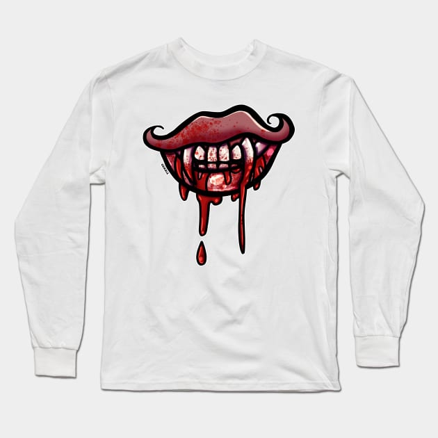 Vampiric Grin (Pink Version) Long Sleeve T-Shirt by Jan Grackle